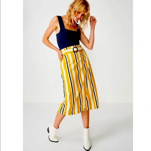 woven melanie wrap midi skirt